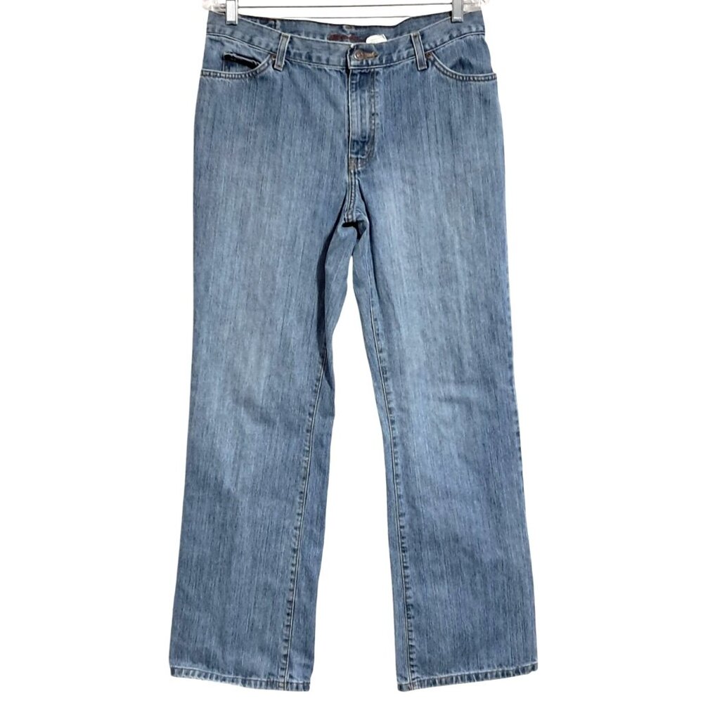 Vintage Eddie Bauer Womens Boot Cut Blue Jeans Size 12 100% Cotton Denim